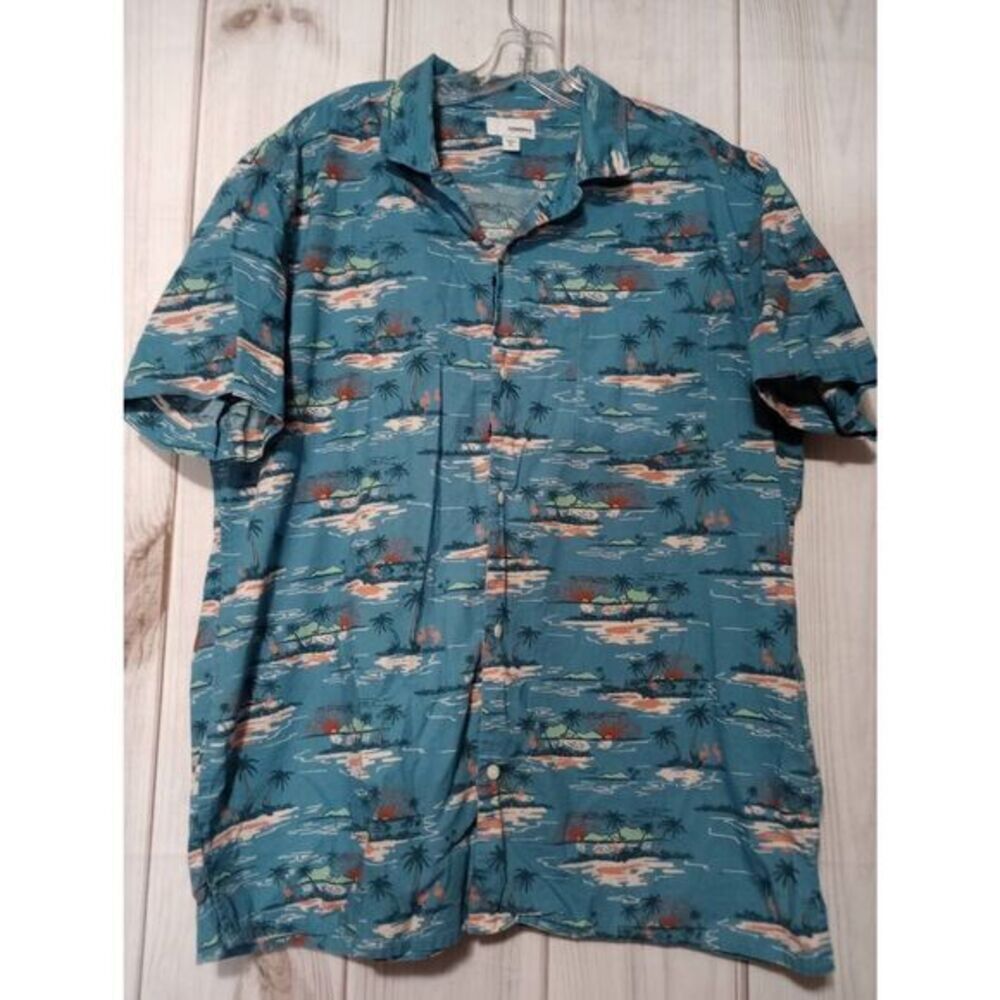 Sonoma Shirt Men's Extra Large Blue Hawaiian Short Sleeve Button Front